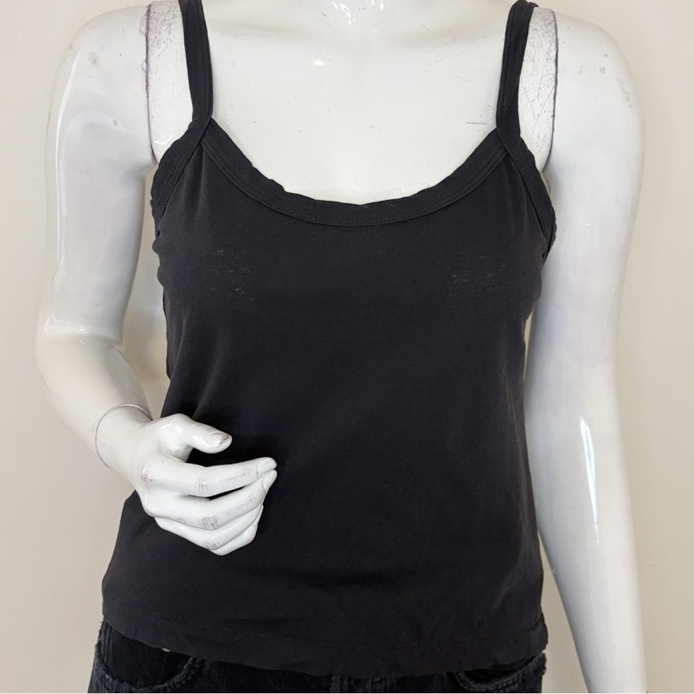 Re/Done Black Cotton Scoop Neck Tank Top Layering Basic Camisole